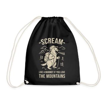 Scream Like a Marmot - Mountain Lover Wild Side - Drawstring Bag - black - Front
