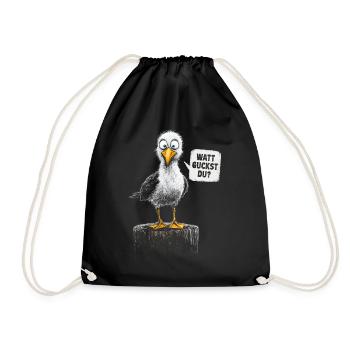 Que regardes-tu ? Mouette effrontée – Humour de la mer du Nord - Sac de sport léger - noir - Devant