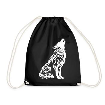 Wolf Tribal Tattoo - Drawstring Bag - black - Front
