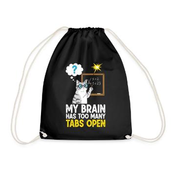 Humorous cat picture with school concept - Drawstring Bag - black - Front