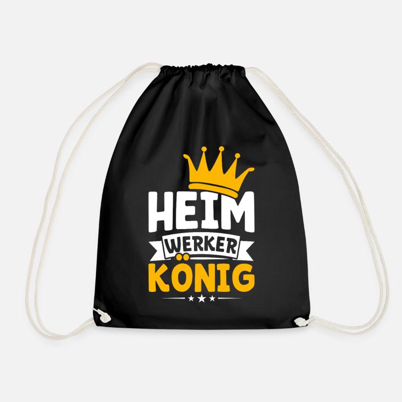 Home Improvement King – Funny Craftsman Design - Drawstring Bag - black