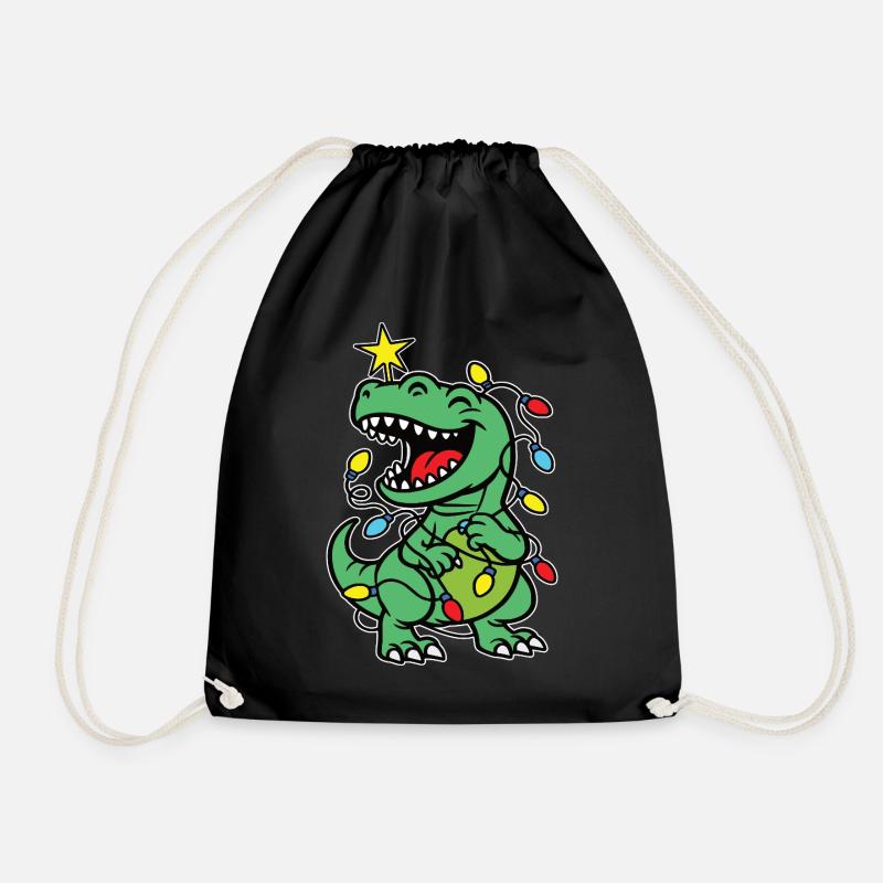 Stylischer Print mit „Tree Rex“ Dino Tannenbaum - Turnbeutel - Schwarz