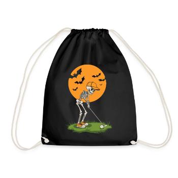 Skeleton Golf bei Mondschein - Turnbeutel - Schwarz - Vorne