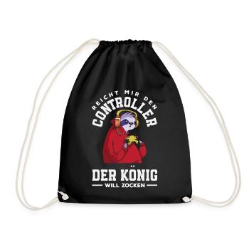Hands me the controller – King wants to play - Drawstring Bag - black - Front