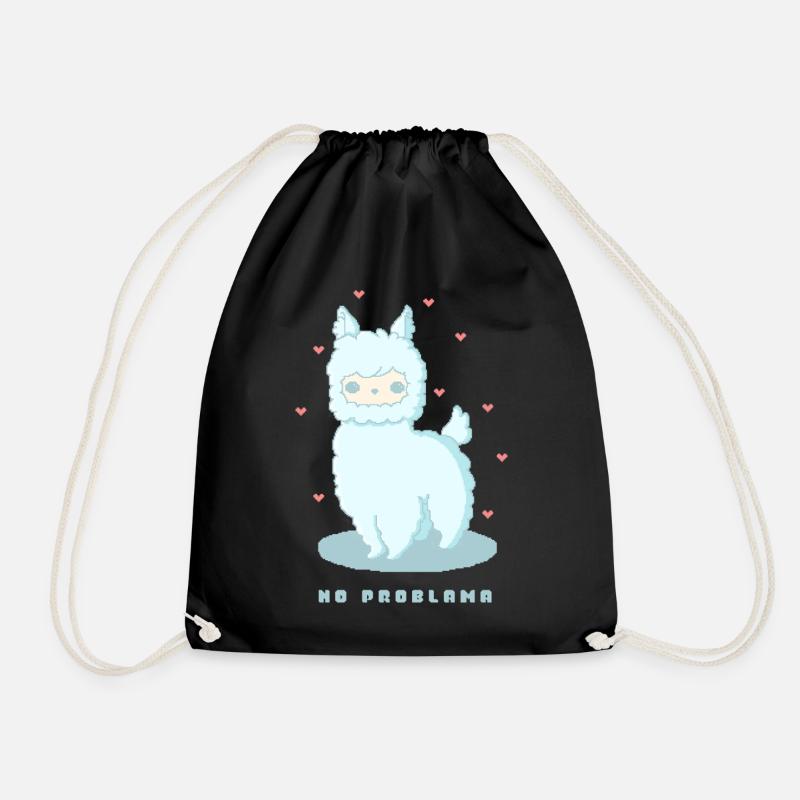 No Problama – Funny Llama Design - Drawstring Bag - black