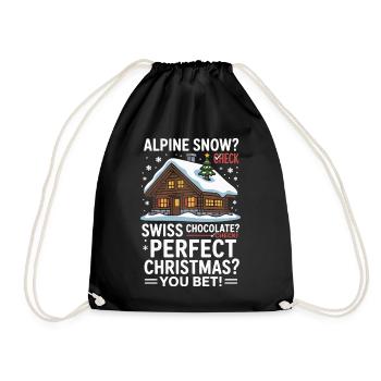 Alpine Chalet Weihnachten mit Schnee und Schokolade - Turnbeutel - Schwarz - Vorne