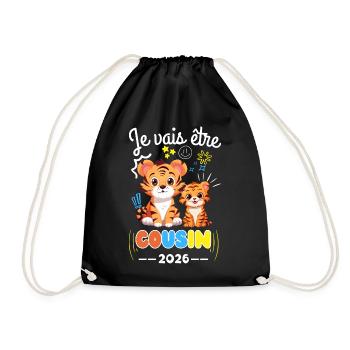 Je Vais Être Cousin 2026 Annonce Grossesse Tigre - Sac de sport léger - noir - Devant