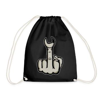 Middle Finger Stinger Finger Wrench - Drawstring Bag - black - Front