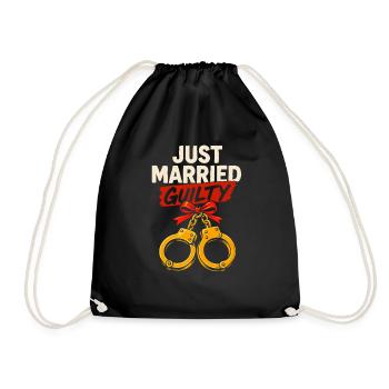 Just Married Guilty Funny Newlywed Humor Tee - Drawstring Bag - black - Front