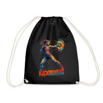 Kickboxerin cool abstrakt Power Kickboxen Geschenk - Turnbeutel - Schwarz - Vorne