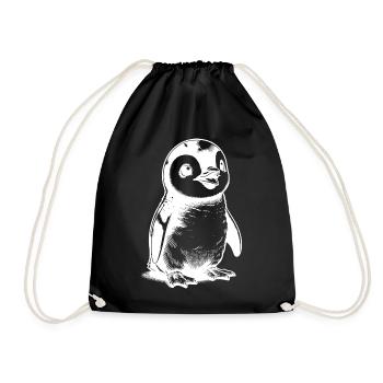 Knuffiger Eisbewohner Baby Pinguin Kinder Style - Turnbeutel - Schwarz - Vorne