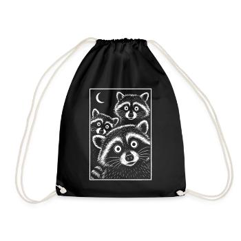 Motif animalier de la troupe de ratons laveurs nocturnes drôle - Sac de sport léger - noir - Devant