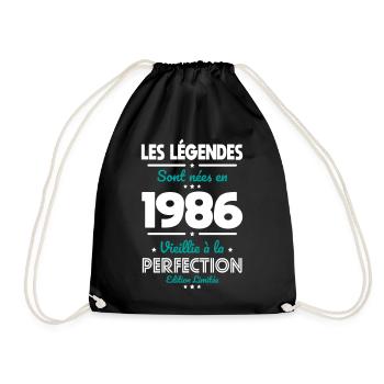 1986 – Legends – Aged to perfection - Drawstring Bag - black - Front