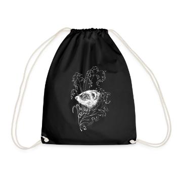 Plant line-art with a ferret - Drawstring Bag - black - Front