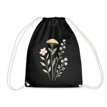 Wild Floral Power Watercolors - Drawstring Bag - black - Front