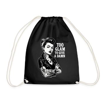 Rockabella Pin-Up: Outlaw Tattoo Girl & Lederjacke - Turnbeutel - Schwarz - Vorne