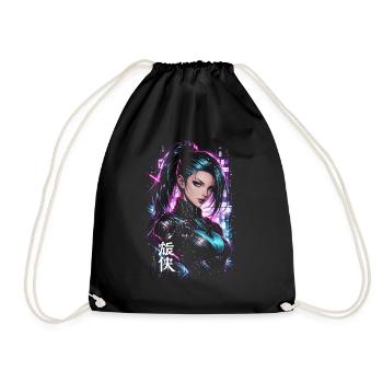 Femme Héroïne cyberpunk néon violet - Sac de sport léger - noir - Devant