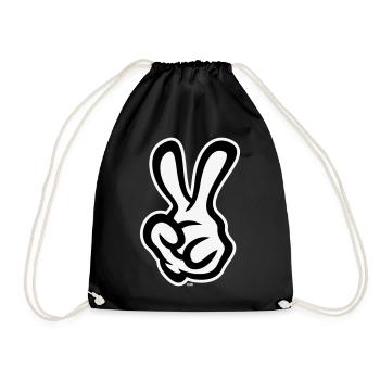 Victory Hand Signals (Left Hand / NEG / 2C) - Drawstring Bag - black - Front