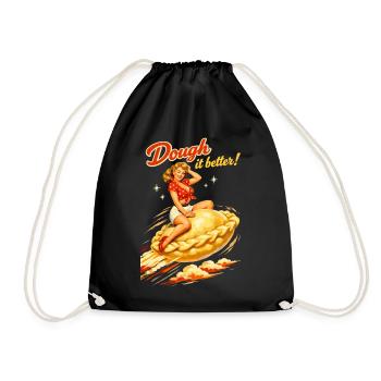 Pelmeni Pin-Up: Dough it better! Retro Grafik - Turnbeutel - Schwarz - Vorne