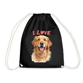  I Love Golden Retriever - Turnbeutel - Schwarz - Vorne