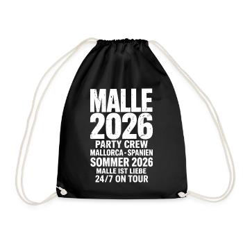 Malle 2026 Party Crew Mallorca 2026 - Turnbeutel - Schwarz - Vorne
