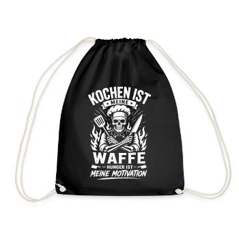 Kochen ist meine Waffe Skelett Koch - Turnbeutel - Schwarz - Vorne