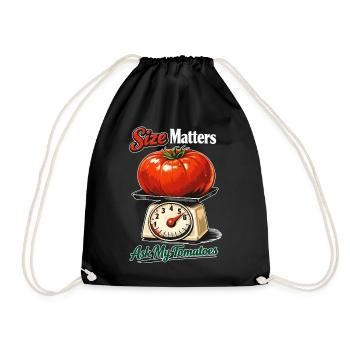 Size Matters: Lustige Riesen-Tomate auf Waage - Turnbeutel - Schwarz - Vorne