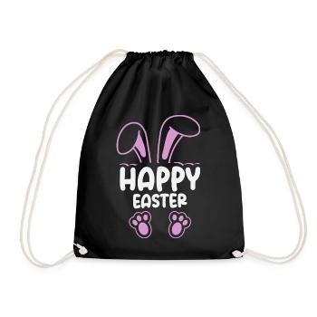 Joyeuse Pâques, douce chasse aux œufs du lapin, œufs de Pâques - Sac de sport léger - noir - Devant