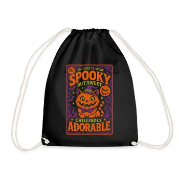 Spooky But Sweet Pumpkin Cat - Drawstring Bag - black - Front