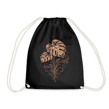 Monstera – Motif botanique bohème de la nature - Sac de sport léger - noir - Devant