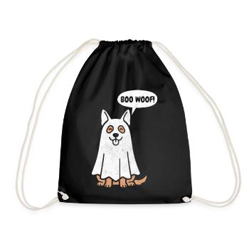 Berger allemand Boo Woof - Chien drôle d’Halloween - Sac de sport léger - noir - Devant
