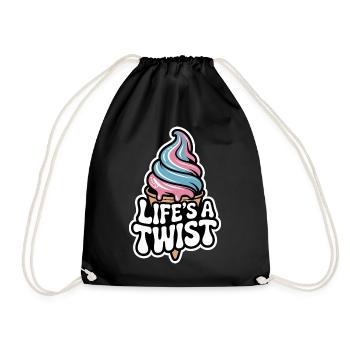  Lifes A Twist Softeis Waffel Rosa Blau Sommer - Turnbeutel - Schwarz - Vorne