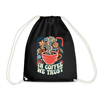 In Coffee We Trust Retro Kaffee - Turnbeutel - Schwarz - Vorne
