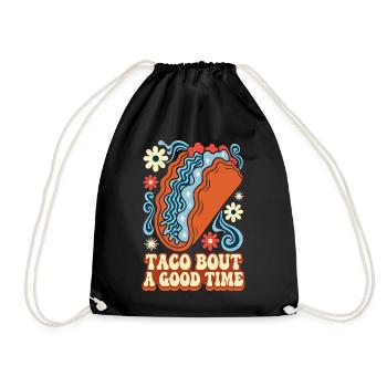 Taco Bout A Good Time Retro Taco - Turnbeutel - Schwarz - Vorne