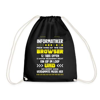 Informatiker Hirn Browser - Turnbeutel - Schwarz - Vorne