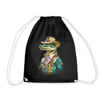 Krokodil Vaquero - Turnbeutel - Schwarz - Vorne