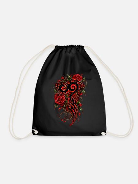 Crimson Heart Stammesrosen - Turnbeutel - Schwarz