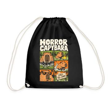 Horror Capybara – Chill Till Chaos Comic - Turnbeutel - Schwarz - Vorne