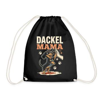 Dackel Mama Pfoten High Five Hundeliebe Spruch - Turnbeutel - Schwarz - Vorne