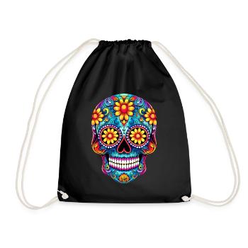 Crâne, Fleurs, Mexique, Floral, Dia de Muertos - Sac de sport léger - noir - Devant