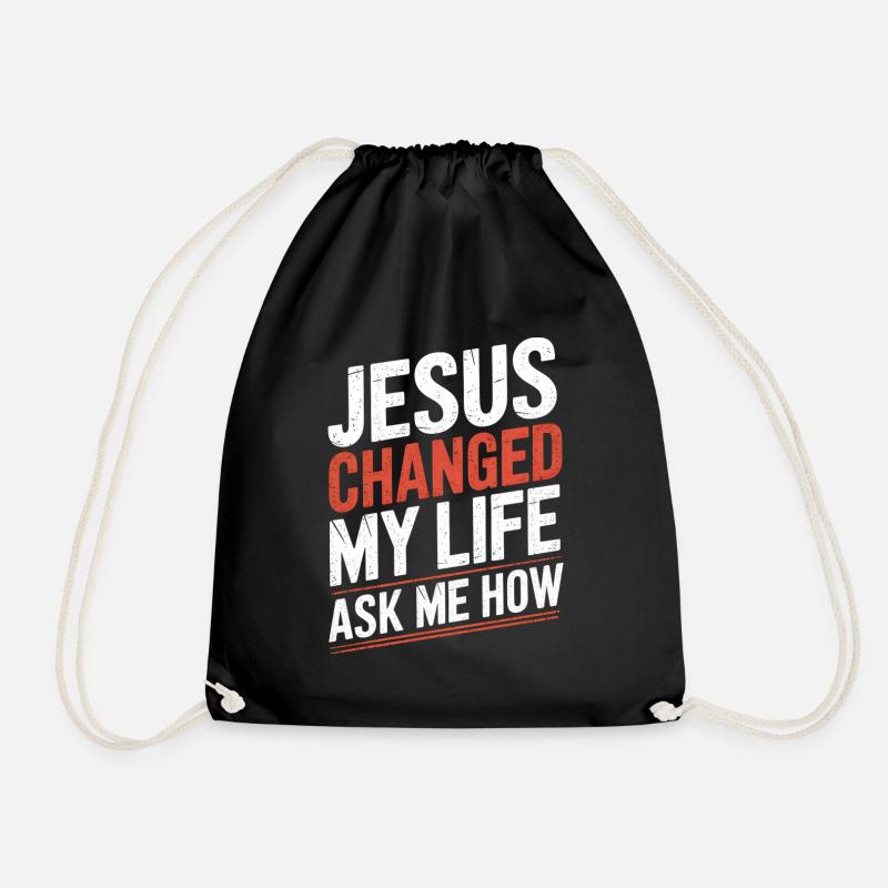 Jesus hat mein Leben verändert! Christlich - Turnbeutel - Schwarz