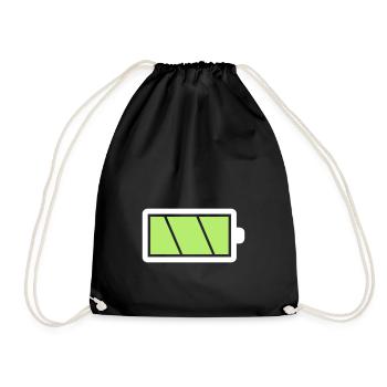 battery fully charged - Drawstring Bag - black - Front