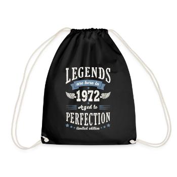 Born in 1972 birthday 52 years gift legend - Drawstring Bag - black - Front