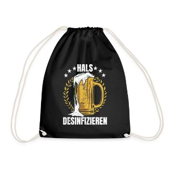 Hals desinfizieren Geschenk - Turnbeutel - Schwarz - Vorne