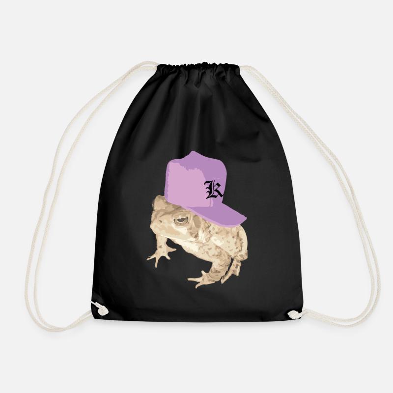 Cool toad - Drawstring Bag - black