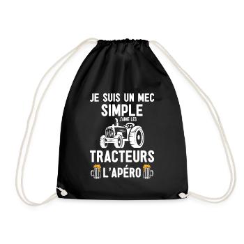 Je suis Un Mec Simple Tracteurs et Apéro - Sac de sport léger - noir - Devant