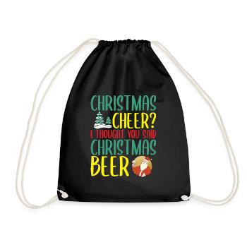 Christmas Cheer Beer Holiday Drinking Gift - Drawstring Bag - black - Front