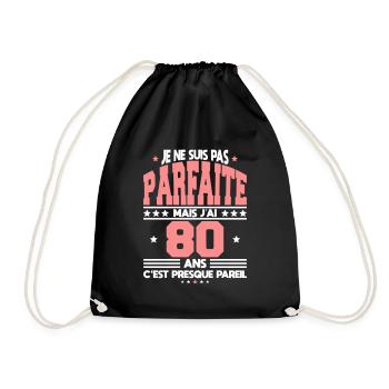 Anniversaire 80 ans - Pas parfaite mais 80 ans - Sac de sport léger - noir - Devant