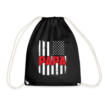 Papa US Vintage Flag Veteran Military Dad Fathers - Drawstring Bag - black - Front