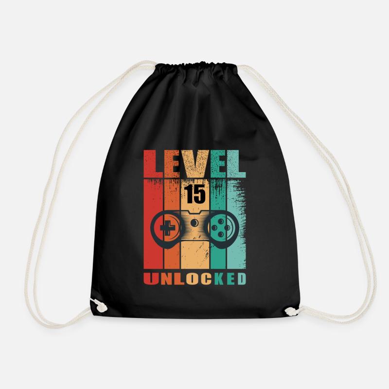 Level unlocked - Birthday - Drawstring Bag - black